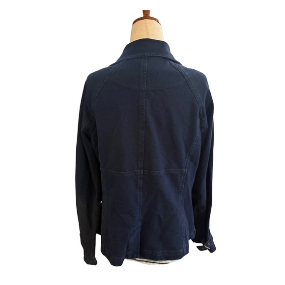 Nautical Stretch Coldwater Creek Denim Dark Blue Utility Snap Jacket - Picture 4 of 8
